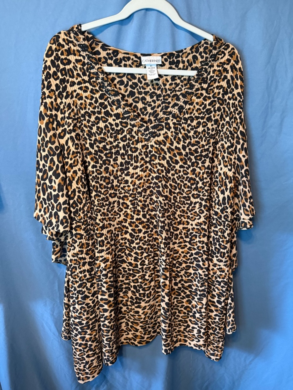 Catherines V-Neck Animal Print Blouse